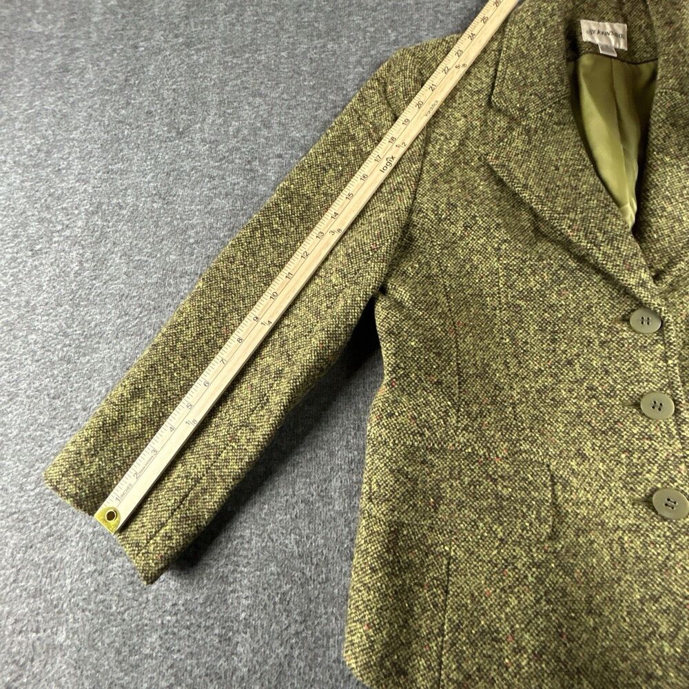 St Johns Bay Wool Blend Tweed Blazer Womens Sz 12 Green Lined Double Breasted - Picture 14 of 14